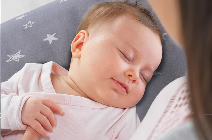 Theraline The Original Maternity and Nursing Pillow - King of the Desert - 12 - Sleepy baby peacefully sleeping, baby