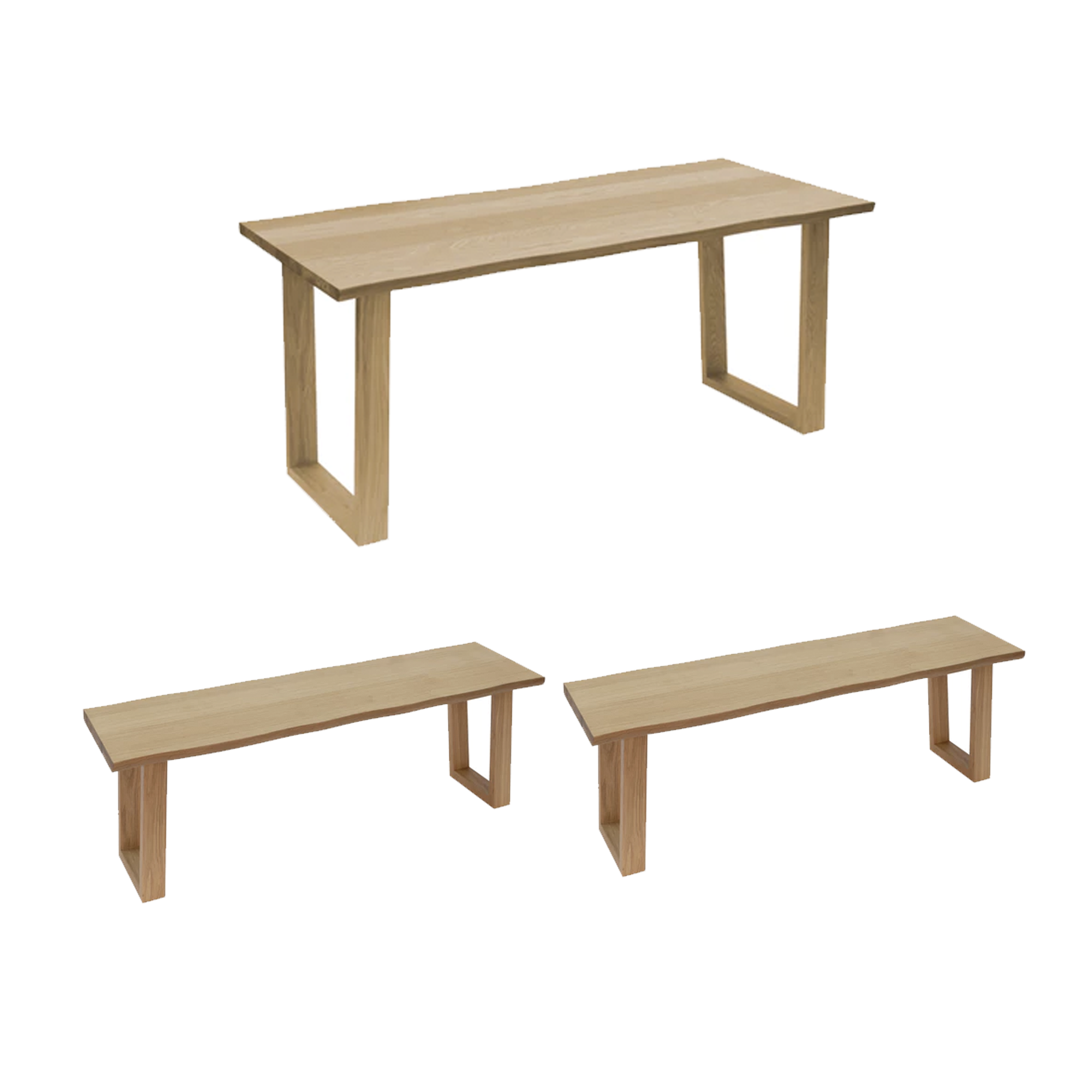 Kai Dining Table 1 8m In Oak With 2 Kai Bench 1 5m In Oak Hipvan