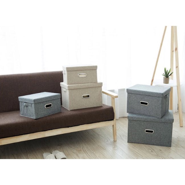 Leonard Fabric Storage Box - Slate - Small - 3
