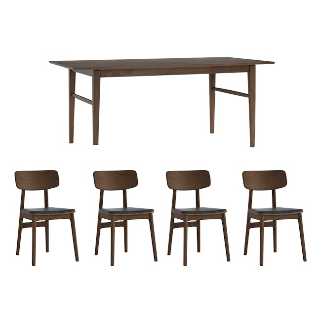 Hayton Dining Table 1.8m with 4 Tacy Dining Chairs in Cocoa - 0