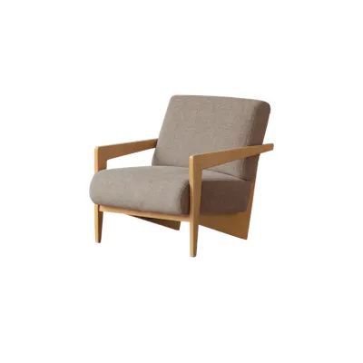 Masco Lounge Chair - Oak, Brown (Fabric)