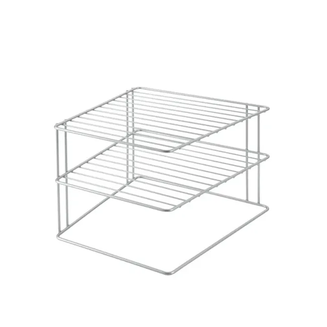 Metaltex Palio 2 Tier Corner Rack - Silver - 1 - - Stainless steel kitchen rack, minimalist design, open shelving
