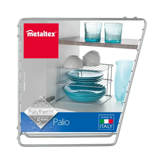 Metaltex Palio 2 Tier Corner Rack - Silver - 4 - Metaltech, Polytérmine, Double Protection, Polytherm, 5 Years Warranty