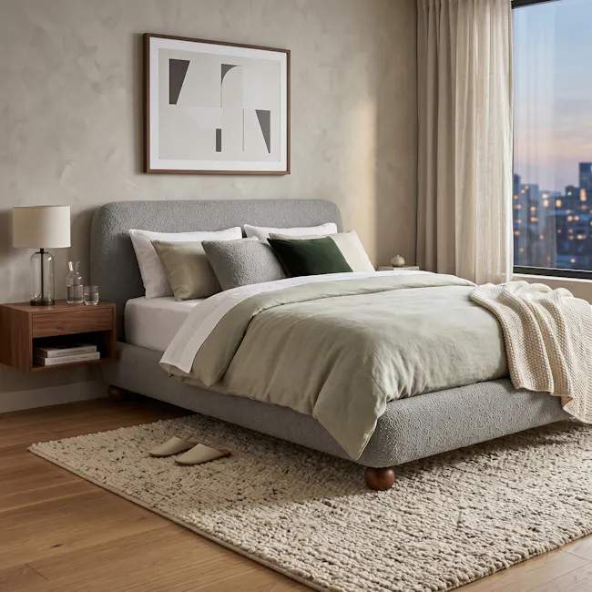 Othello King Bed - Dark Grey Boucle - 2