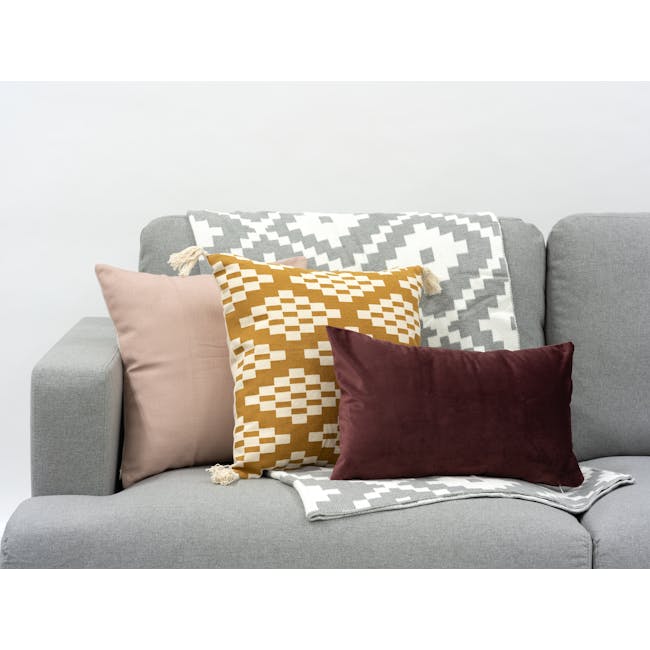 Alyssa Velvet Lumbar Cushion Cover - Burgundy - 1