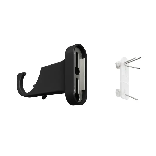Side-angle view of Geo Pin-Point Curtain Rod - Matte Black