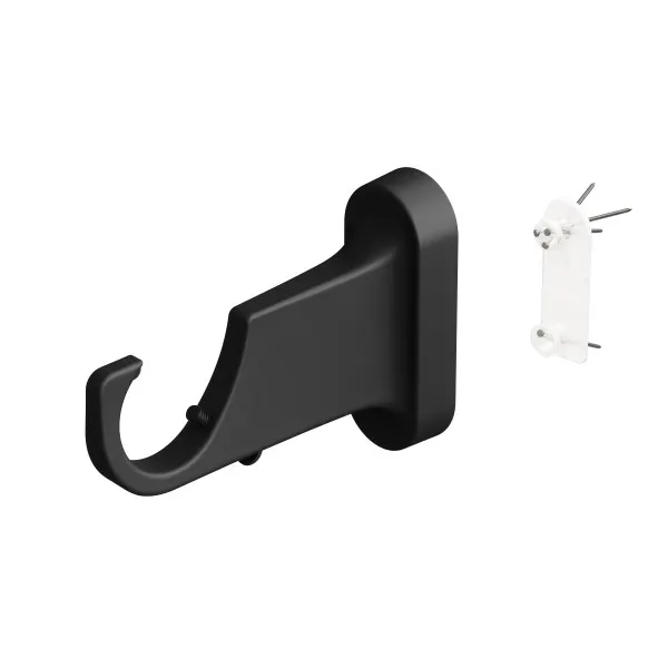 Side-angle view of Geo Pin-Point Curtain Rod - Matte Black