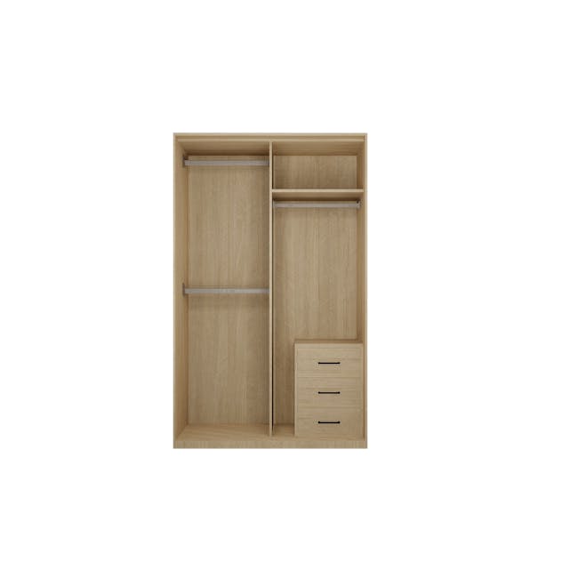 Lorren Sliding Door Wardrobe 3 with Mirror - Graphite Linen, Herringbone Oak - 7