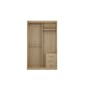 Lorren Sliding Door Wardrobe 3 with Mirror - Graphite Linen, Herringbone Oak - 7