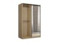 Lorren Sliding Door Wardrobe 3 with Mirror - Graphite Linen, Herringbone Oak - 11