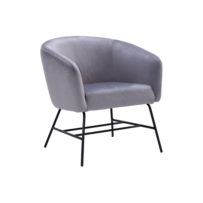 Galen Lounge Chair - Ash Grey (Velvet) - 1