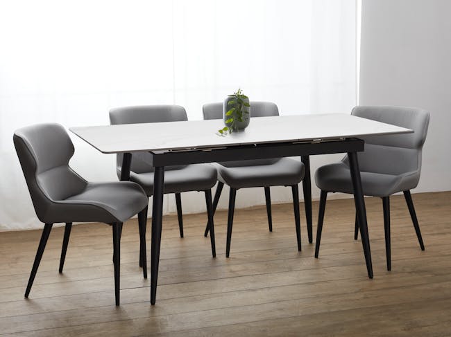 Syla Extendable Dining Table 1.3m-1.6m - Marble White (Sintered Stone) - 1
