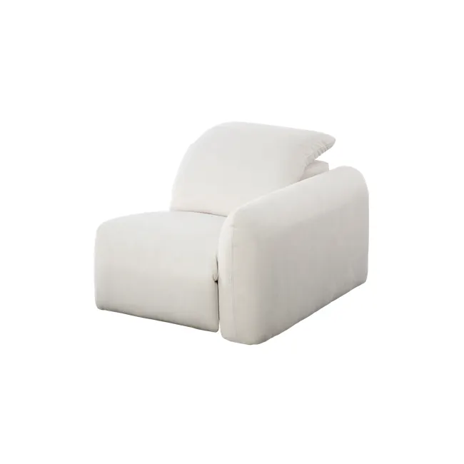 Harmony Right Arm Power Recliner Unit - Pearl River (Scratch Resistant) - 2 - Luxurious white upholstered sofa, minimalist