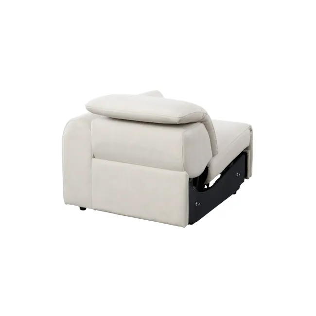 Harmony Right Arm Power Recliner Unit - Pearl River (Scratch Resistant) - 8 - Luxurious beige sofa with sleek black legs