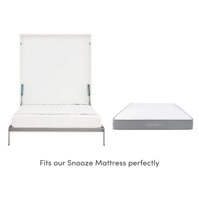 Llyod Single Vertical Wall Bed with Desk - White - 10 - White modern bed with blue headboard, adjustable headboard, Snooze