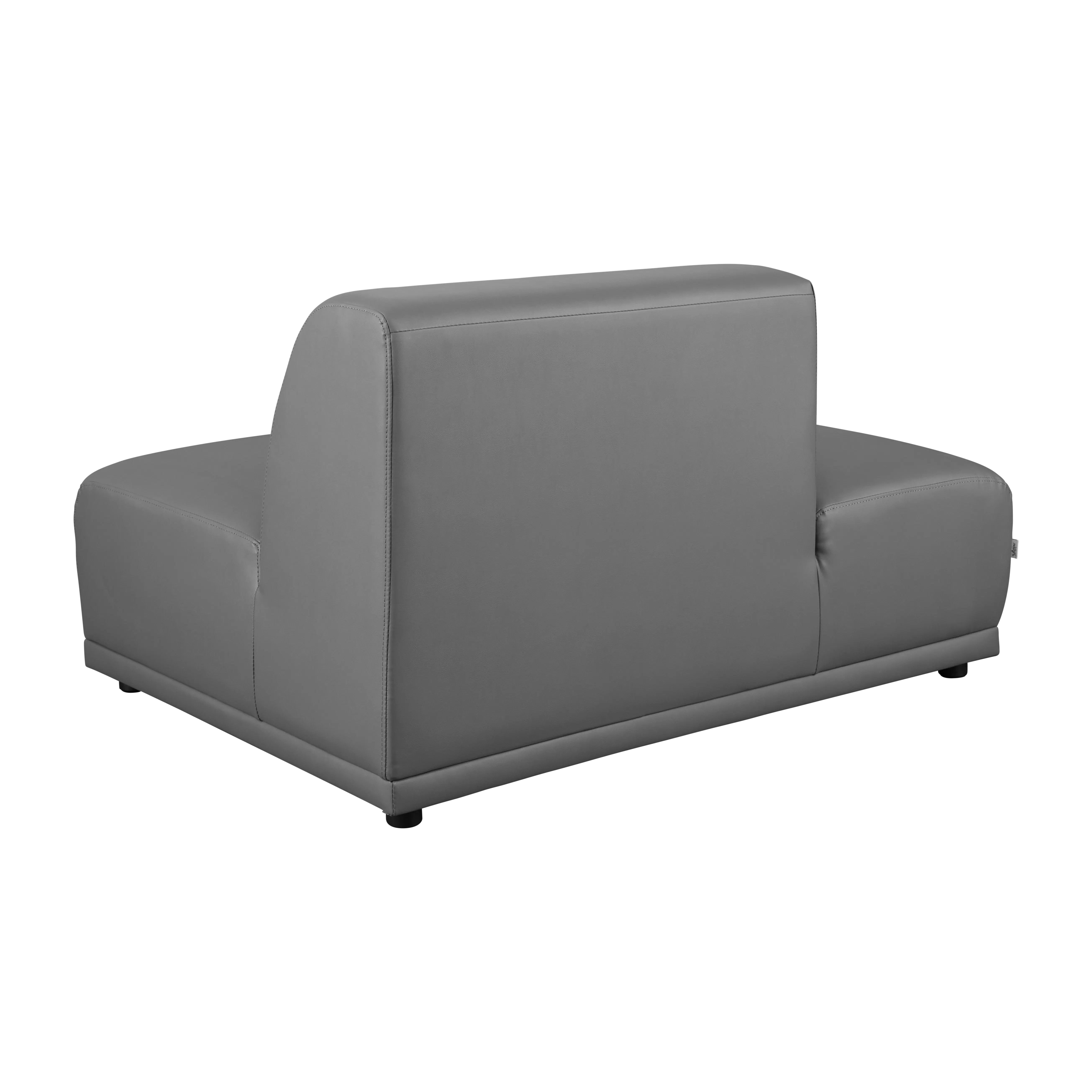 Milan Left Extended Unit - Smokey Grey (Faux Leather) - 10 - Modern gray leather sofa, sleek design, comfortable seating