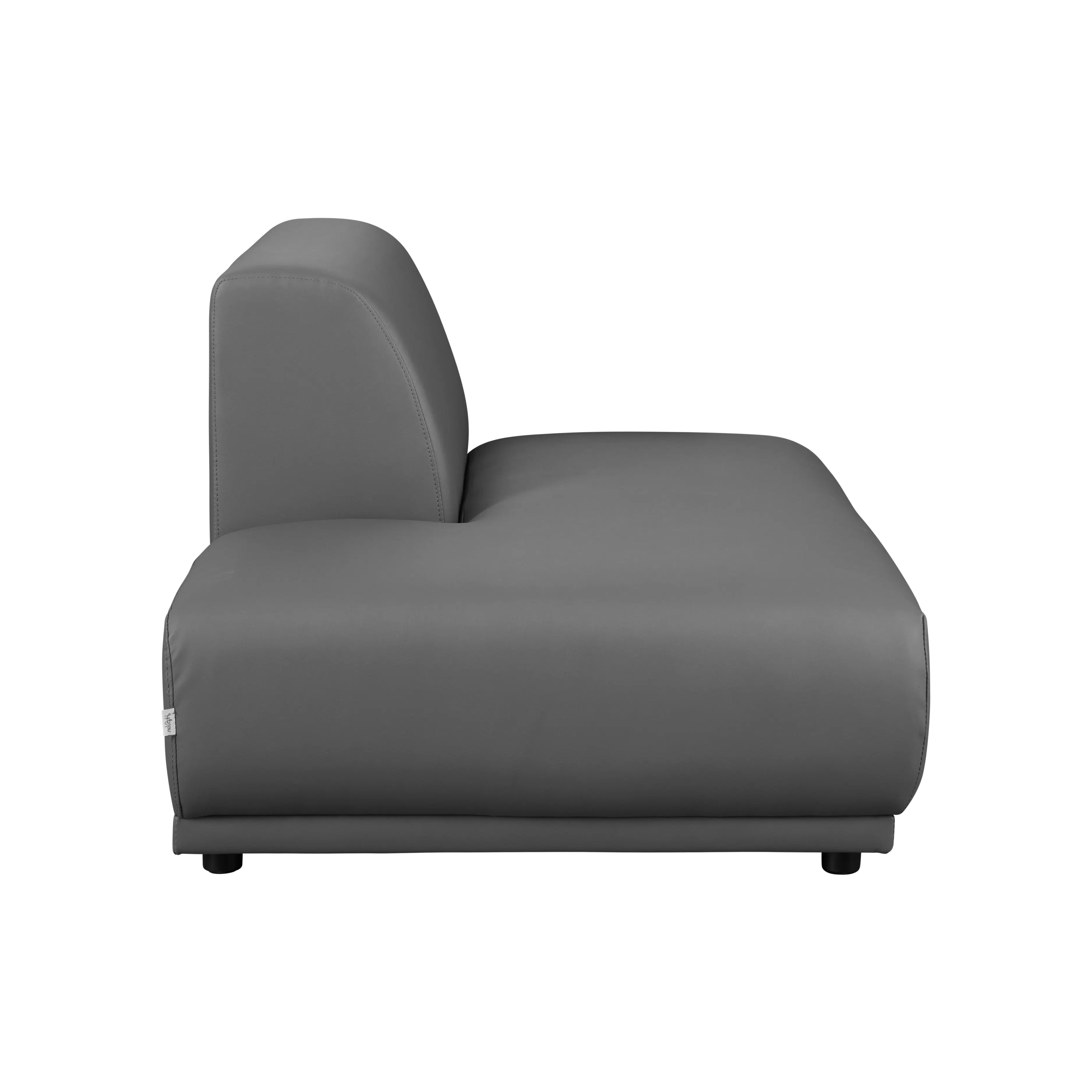 Milan Left Extended Unit - Smokey Grey (Faux Leather) - 9 - Modern minimalist lounge chair, sleek gray upholstery, ergonomic