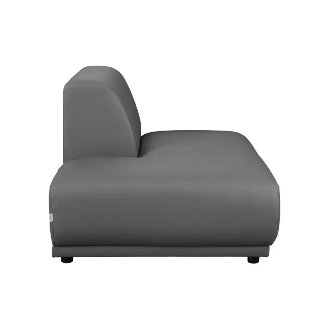 Milan 3 Seater Corner Extended Sofa - Smokey Grey (Faux Leather) - 27 - Modern minimalist lounge chair, sleek gray