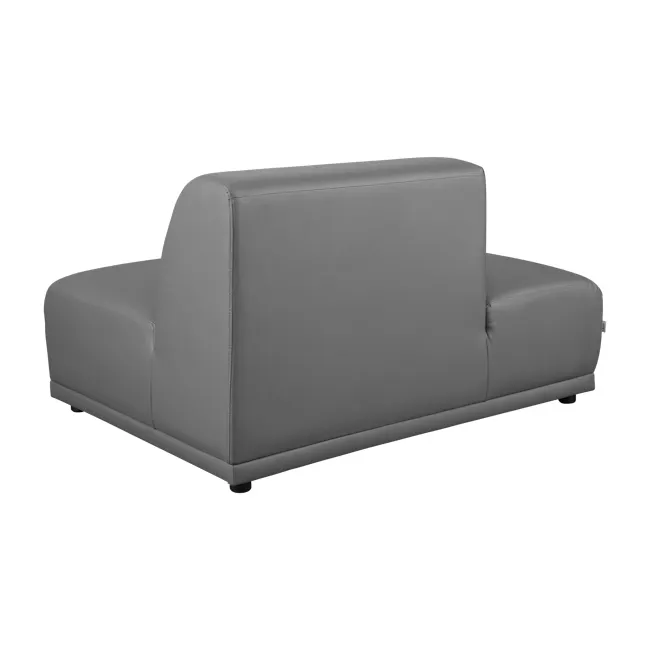 Milan 3 Seater Corner Extended Sofa - Smokey Grey (Faux Leather) - 28 - Modern gray leather sofa, sleek design, comfortable