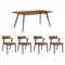 Roden Dining Table 1.8m in Cocoa with 4 Imogen Dining Chairs in Cocoa, Dolphin Grey (Fabric)