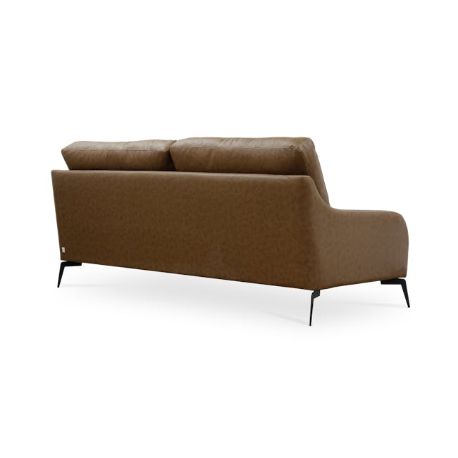Wellington 3 Seater Sofa in Chestnut (Faux Leather) with Aleta Lounge Chair in Navy - 3