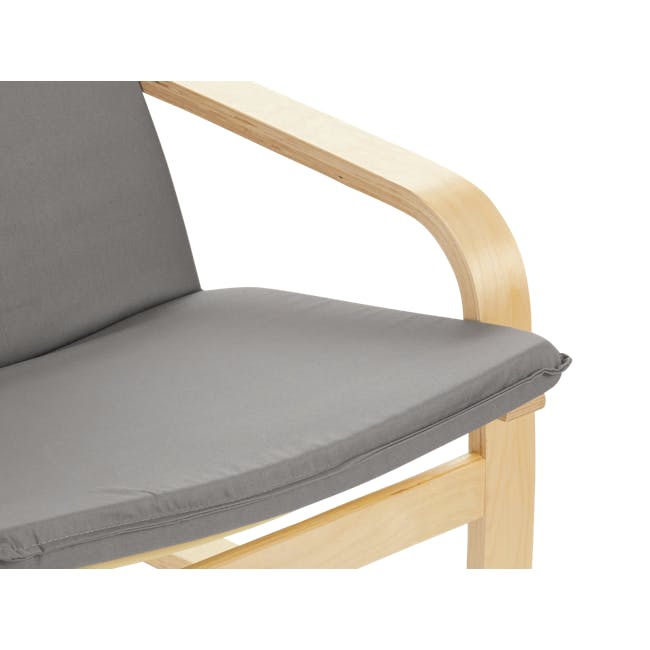 Mizuki Lounge Chair with Ottoman - Light Grey - 8 - Wooden armchair, light wooden frame, gray cushion, modern design