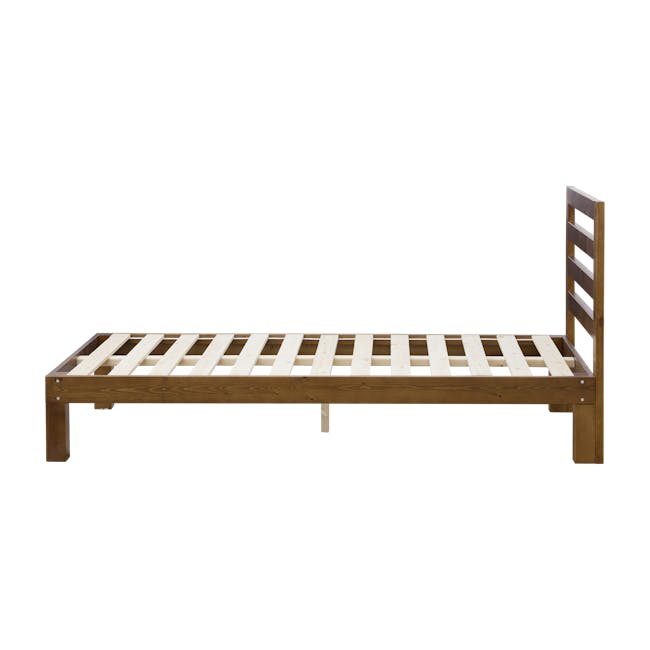 Katana Single Wooden Bed - Headboard Only - Walnut - 4 - Wooden bed frame, minimalist design, natural wood finish