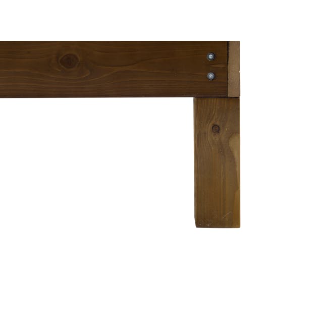 Katana Single Wooden Bed - Headboard Only - Walnut - 8 - Wooden table legs, natural wood finish, metal screws, rustic