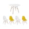 Oslo Round Dining Table 1.2m in White with 4 Oslo Chairs in White and Yellow