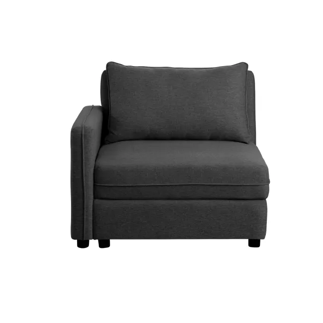 Cameron Left Storage Arm Unit - Orion (Fabric) - 17 - Modern gray upholstered chair, minimalist design, comfortable seating