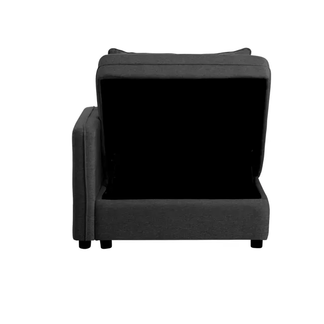 Cameron Left Storage Arm Unit - Orion (Fabric) - 2 - Grey upholstered chair, minimalist design, modern style, sleek fabric