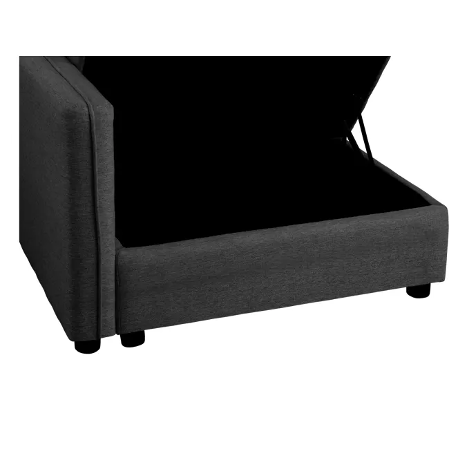 Cameron Left Storage Arm Unit - Orion (Fabric) - 8 - Modern gray upholstered chair, sleek design, high-quality fabric