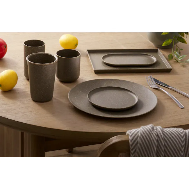 Sonite Husk Side Plate 15cm - Charcoal - 4 - modern dining table, minimalist table setting, gray textured plates, round