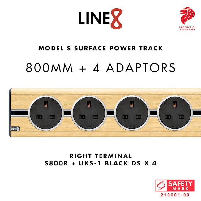 Line8 Power Track 800mm + 4 Adaptors Bundle - American Spruce - 5