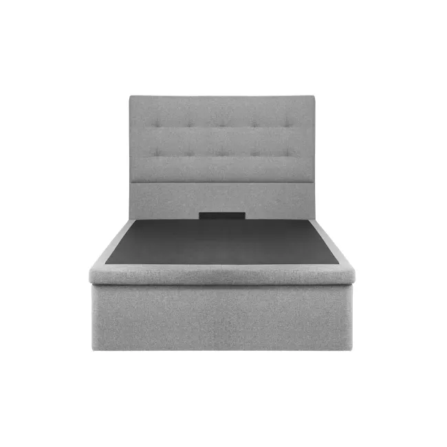ESSENTIALS Single Headboard Storage Bed - Stone (Faux leather) - 3 - Modern upholstered bench, minimalist design, gray