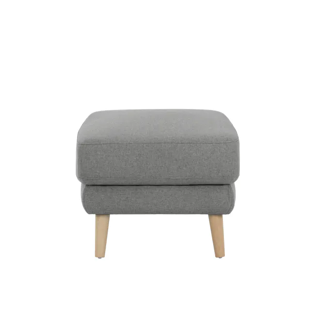 Jacob Ottoman - Slate - 6 - Grey upholstered ottoman, minimalist design, wooden legs, soft fabric lining, modern aesthetic