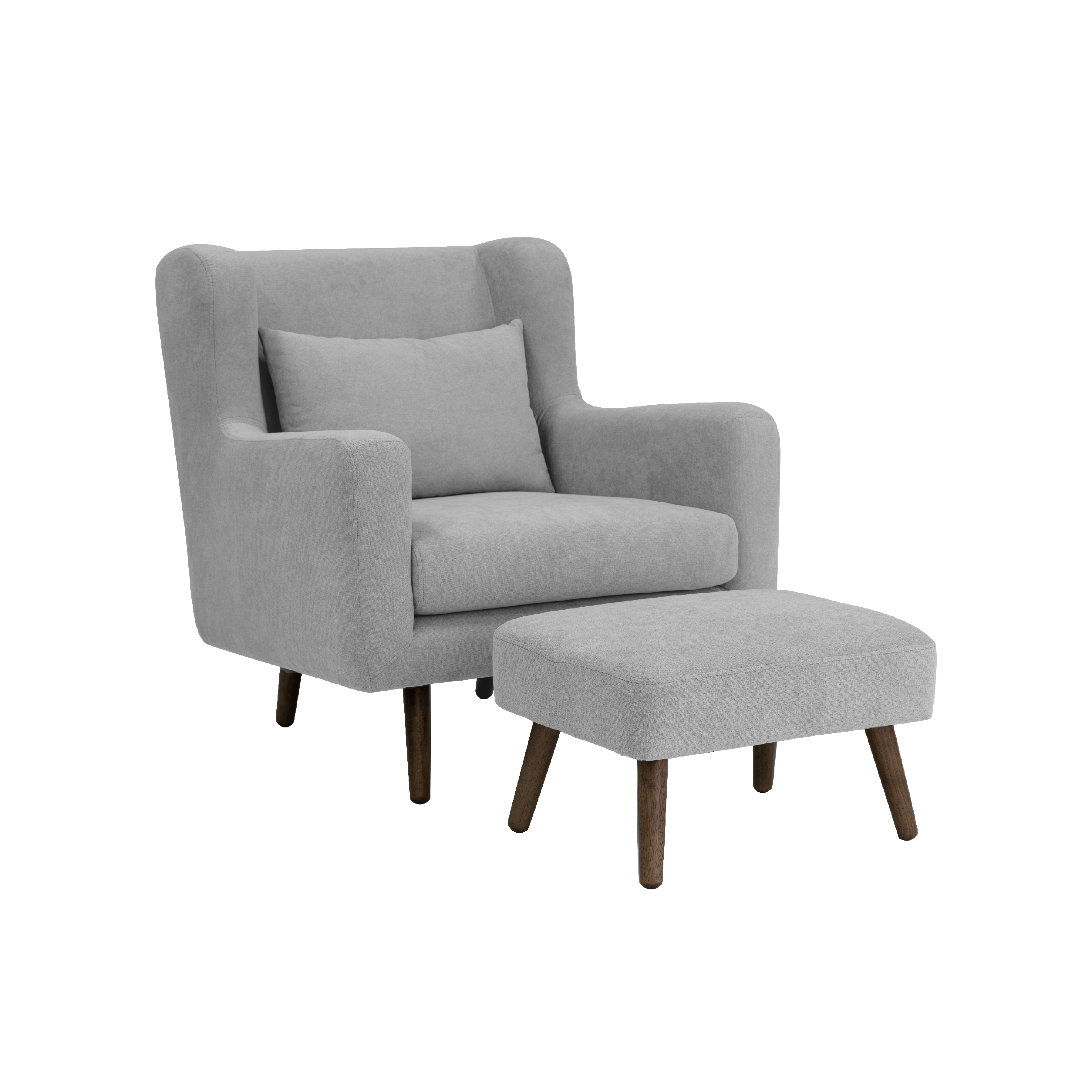 grey club chair with ottoman