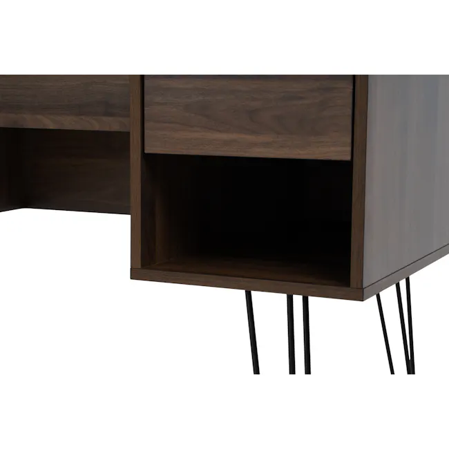 Sandra Study Table 1.2m - Walnut - 11 - Dark wood desk with sleek legs, minimalist design, modern aesthetic, rich wood grain