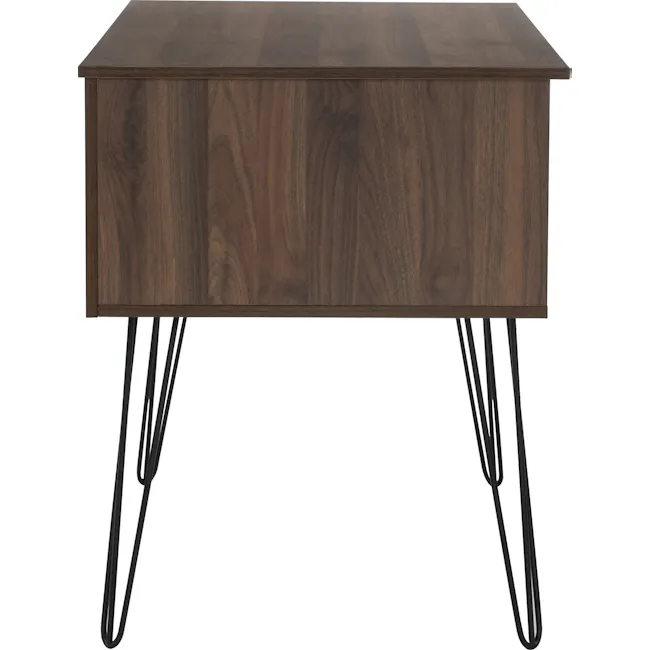 Sandra Study Table 1.2m - Walnut - 12 - Wooden desk with dark finish, minimalist design, sleek metal legs, rectangular top