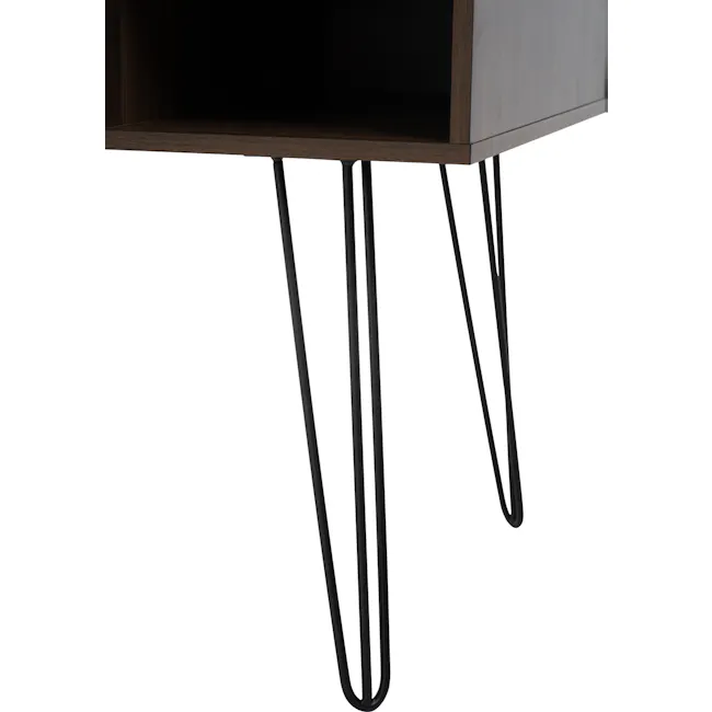 Sandra Study Table 1.2m - Walnut - 13 - Dark wooden side table, minimalist design, sleek legs, black metal legs, modern