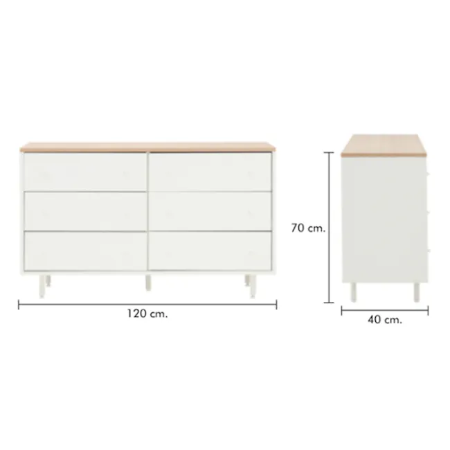 Madeline Modular 6 Drawer Chest 1.2m - 10 - White, minimalist, modern, sleek, contemporary, open shelving, floating cabinet
