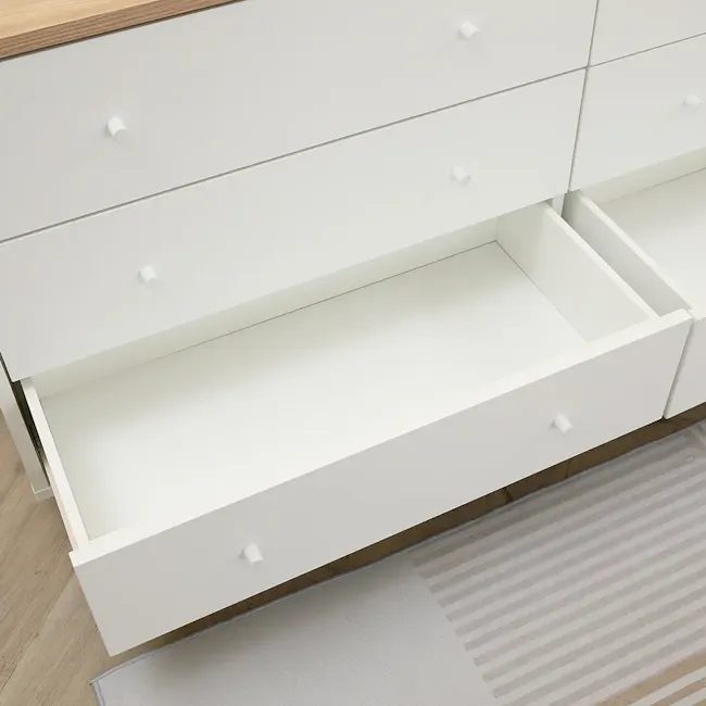Madeline Modular 6 Drawer Chest 1.2m - 7 - White minimalist dresser with drawers, empty storage space, modern design, clean