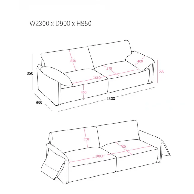 Marris 3 Seater Sofa - Ivory (Aquatex Fabric) - 16
