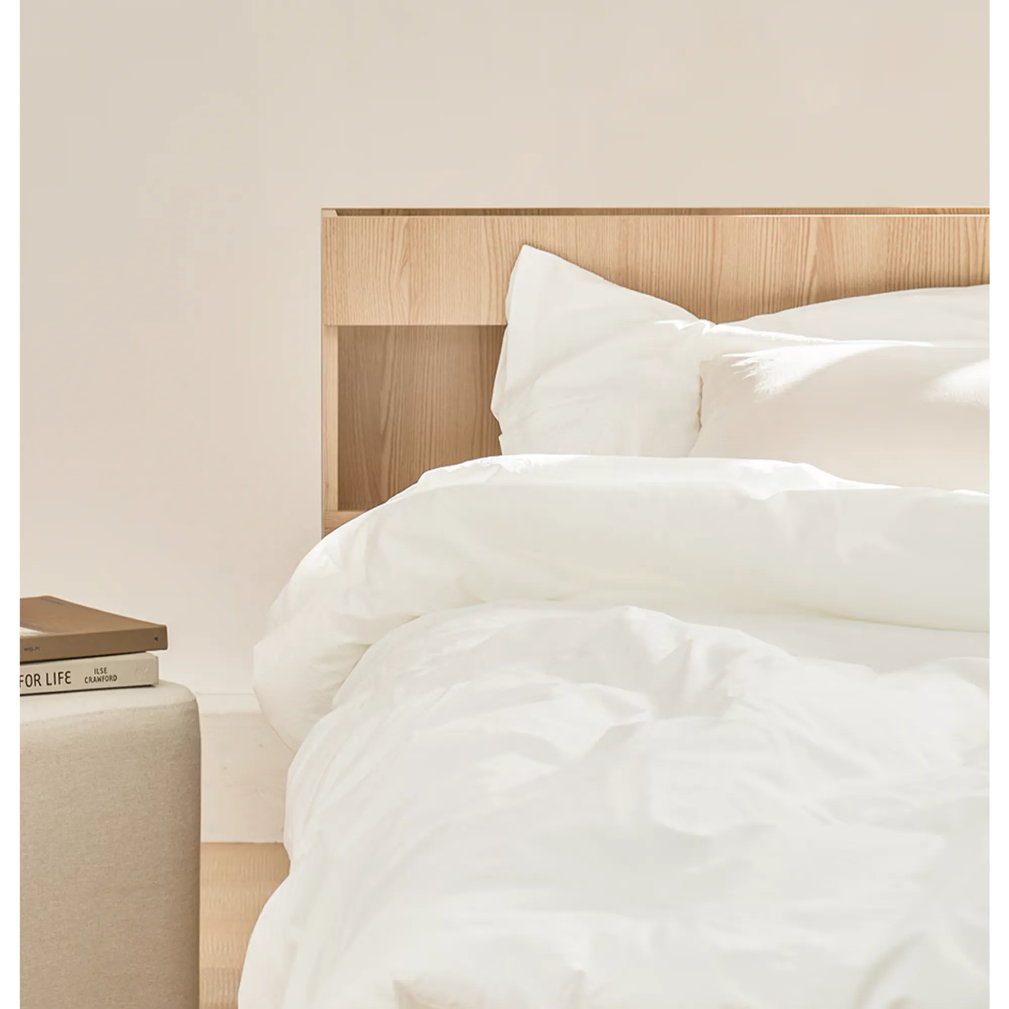 Freya Super Single Headboard LED Storage Platform Bed  - Oak - 12