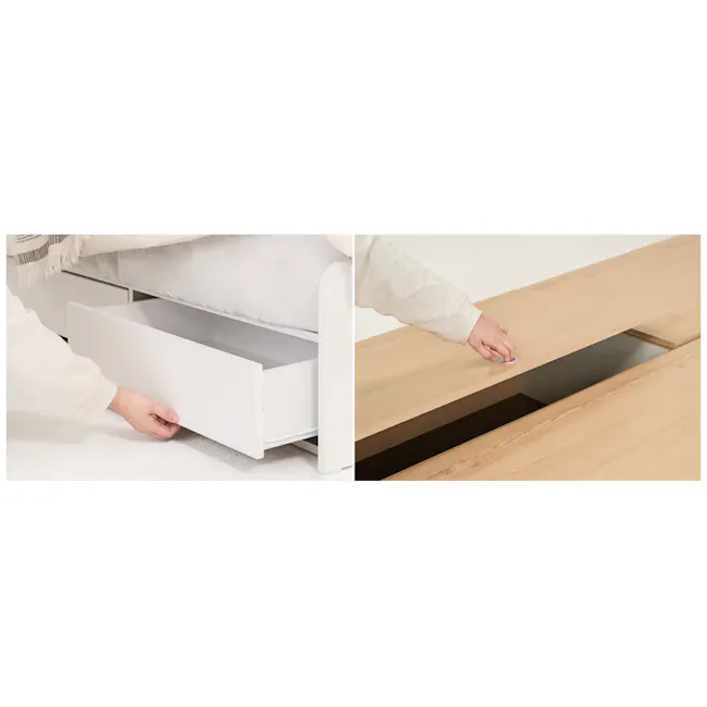 Freya Super Single Headboard LED Storage Platform Bed - Oak - 16