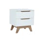 Nolan Queen Bed in Oatmeal with 2 Miah Bedside Table in White - 12