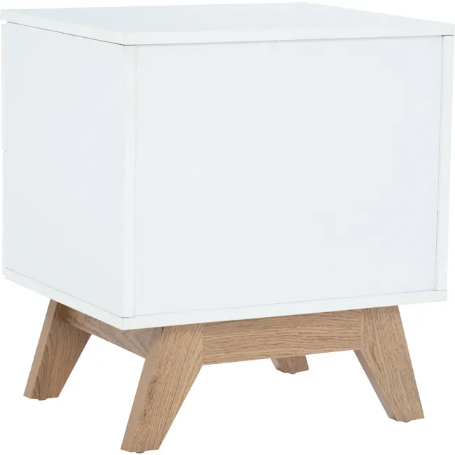 Nolan Queen Bed in Silver Fox with 2 Miah Bedside Table in White - 22 - White, minimalist, modern, simple design, wooden
