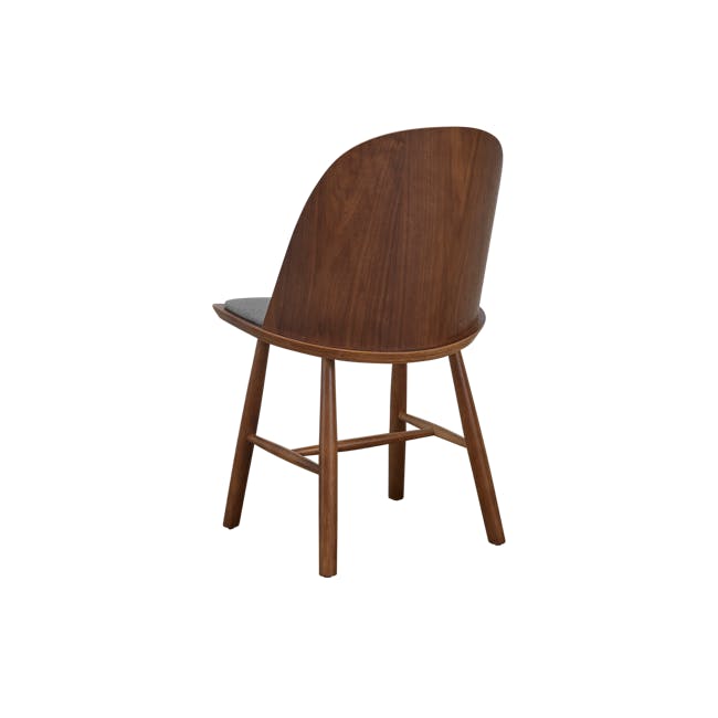 Jensen Chair - Walnut, Dark Grey (Fabric) - 5 - Wooden chair with curved backrest and legs, minimalist design, modern