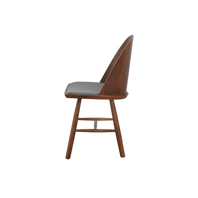 Jensen Chair - Walnut, Dark Grey (Fabric) - 2 - Wooden chair with unique design, modern aesthetic, geometric shape