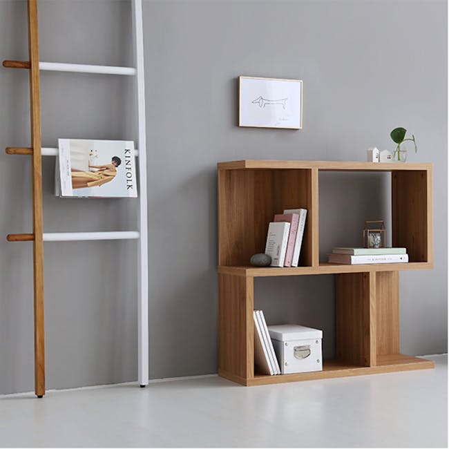Jael 2-tier Low Bookshelf 0.9m - Oak - 6